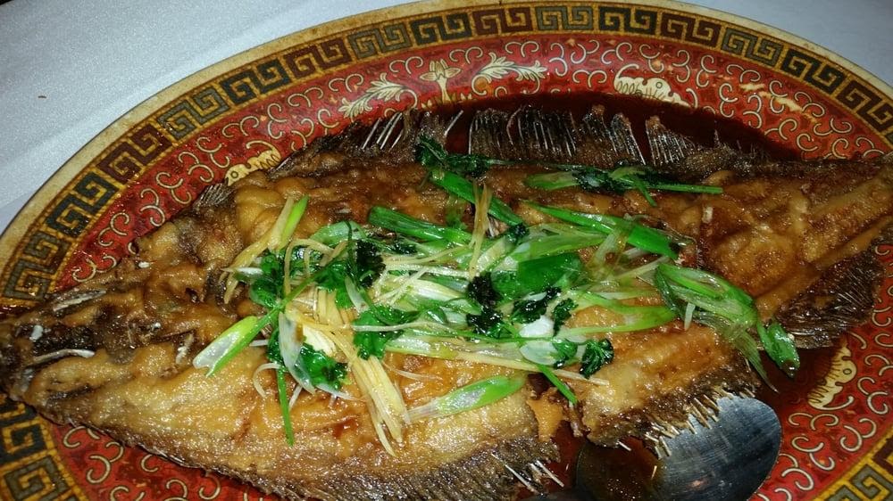 Photo of Pearl Garden - San Ramon, CA, United States. Whole fish, flounder, deep fried with ginger, green onions, in a soy sauce
